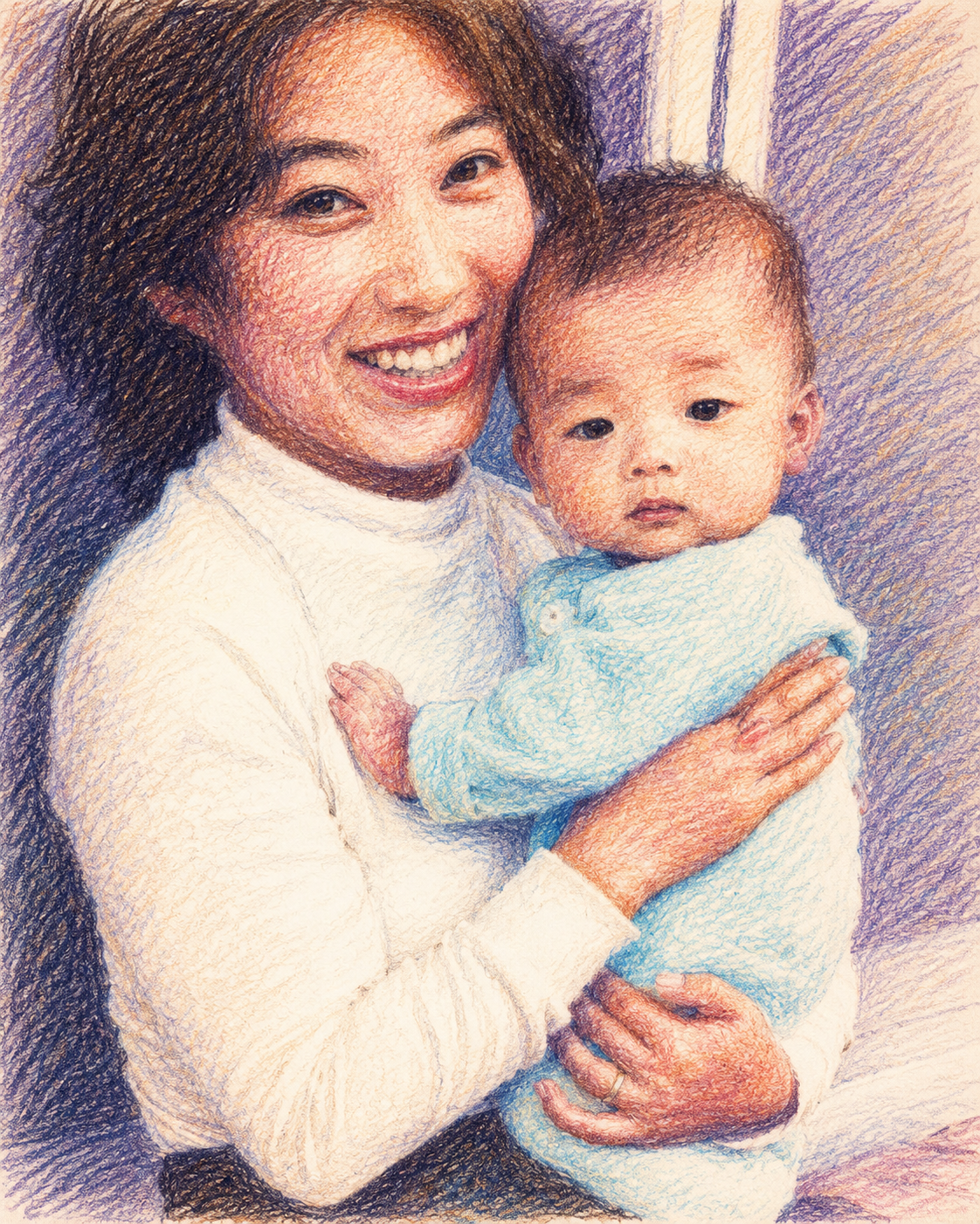 母に抱かれた幼い頃