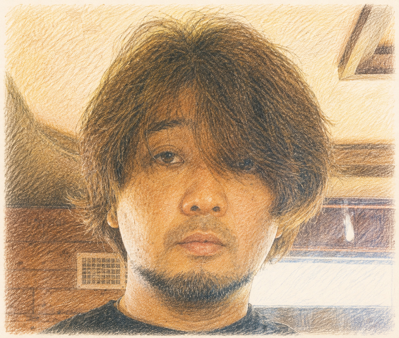 長髪だった頃の詞人くまさん
